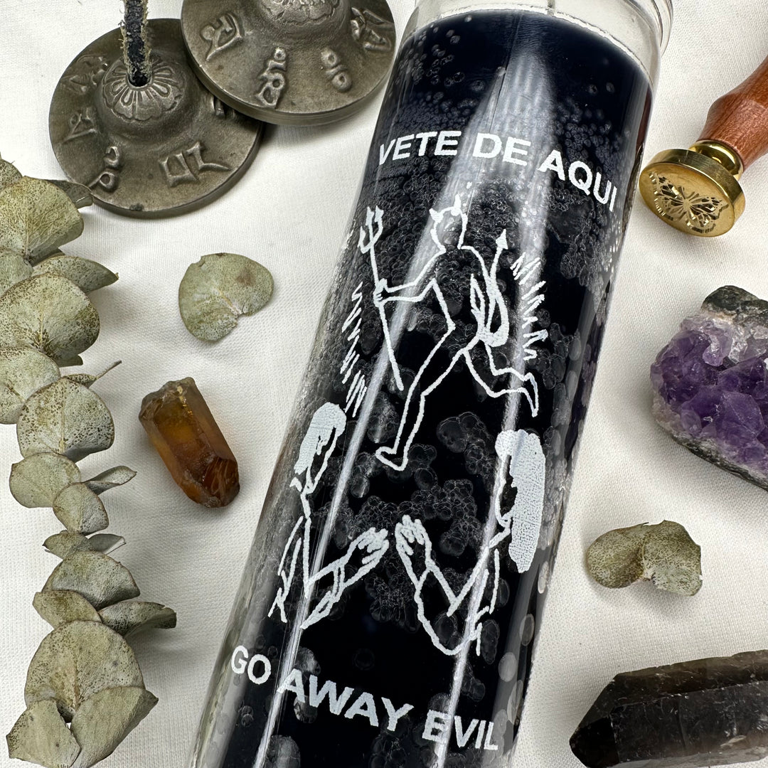 Go Away Evil Glass Candle - Soulfulvibesco