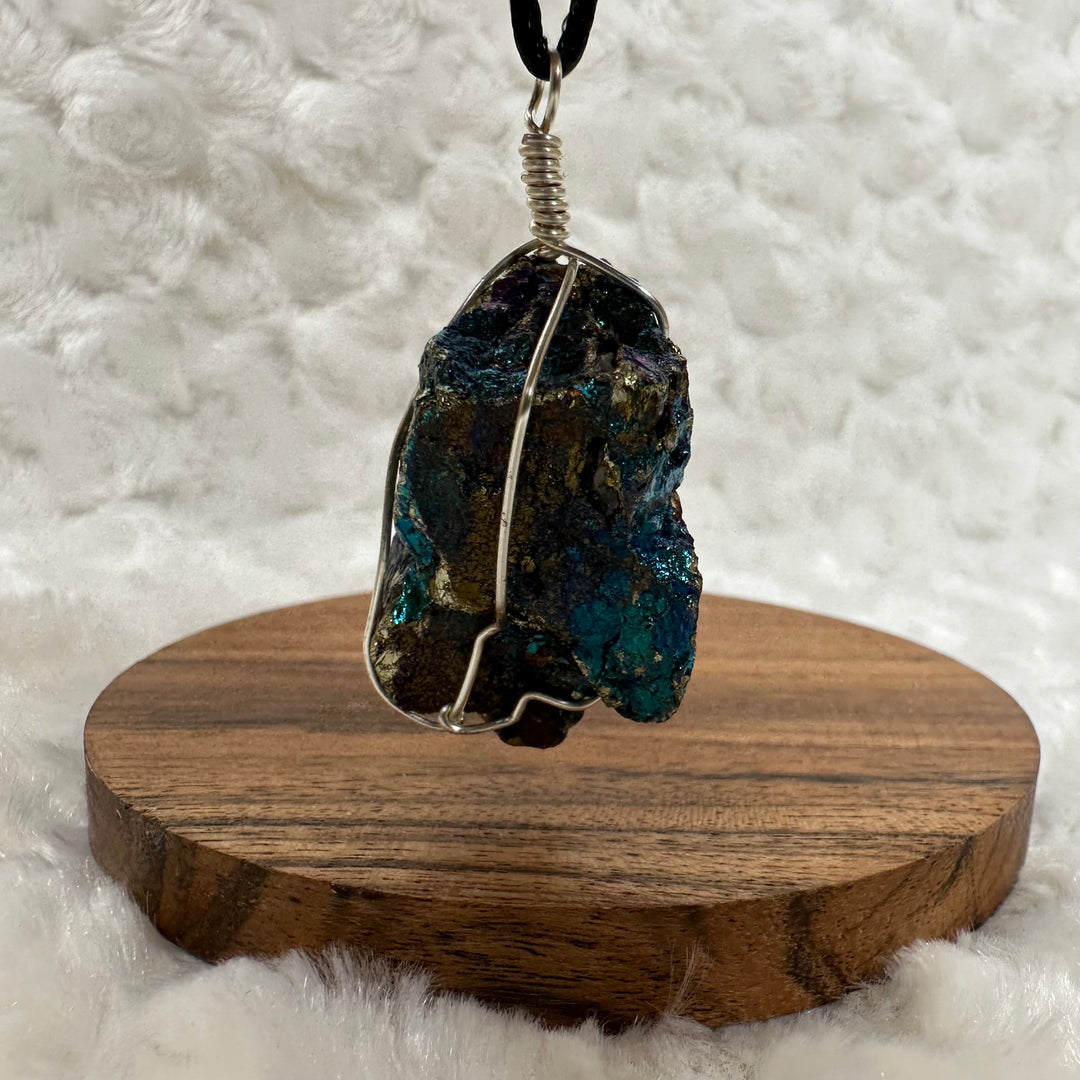 Peacock Pyrite Wire Wrap (Silver) - Soulfulvibesco