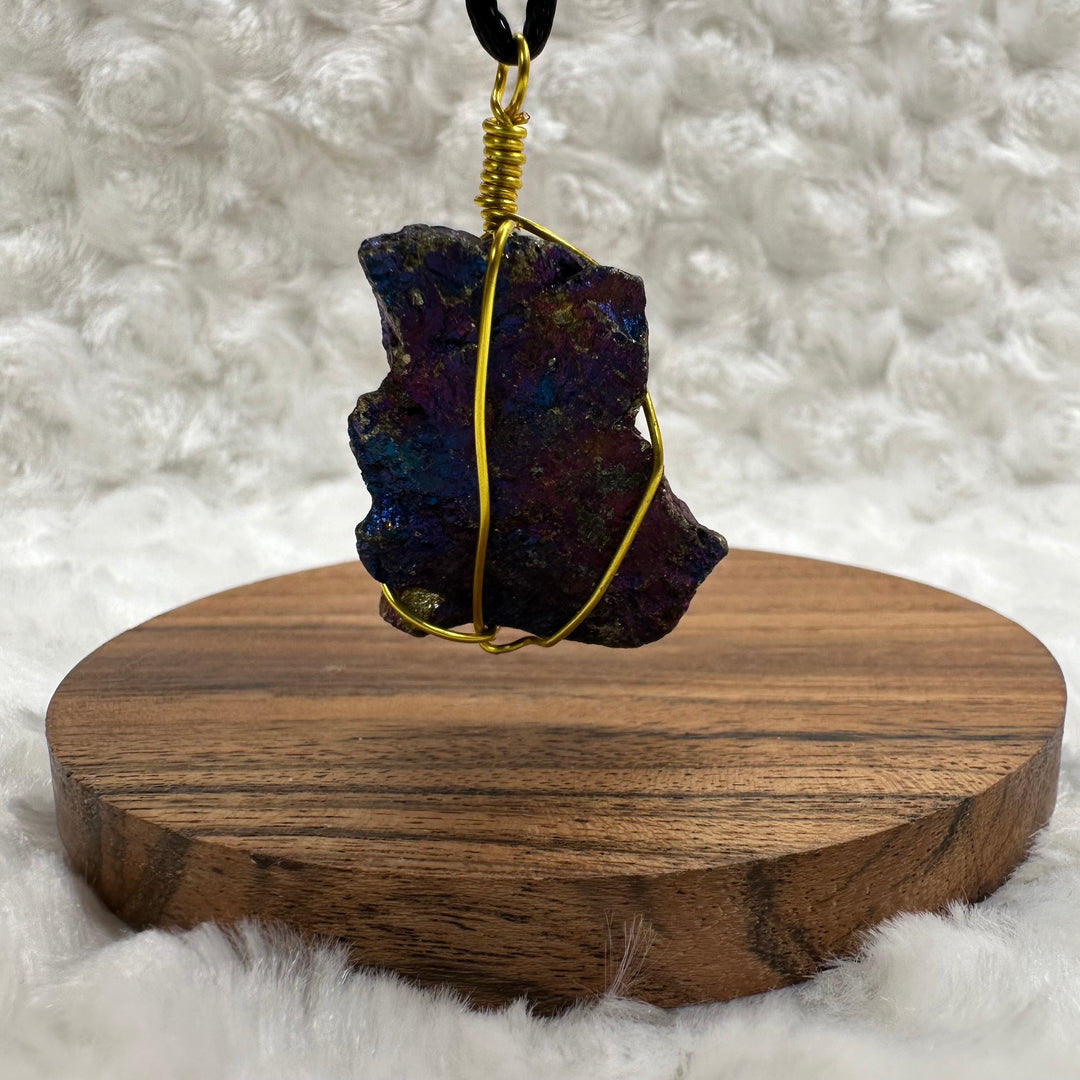 Peacock Pyrite Wire Wrap (Gold) - Soulfulvibesco