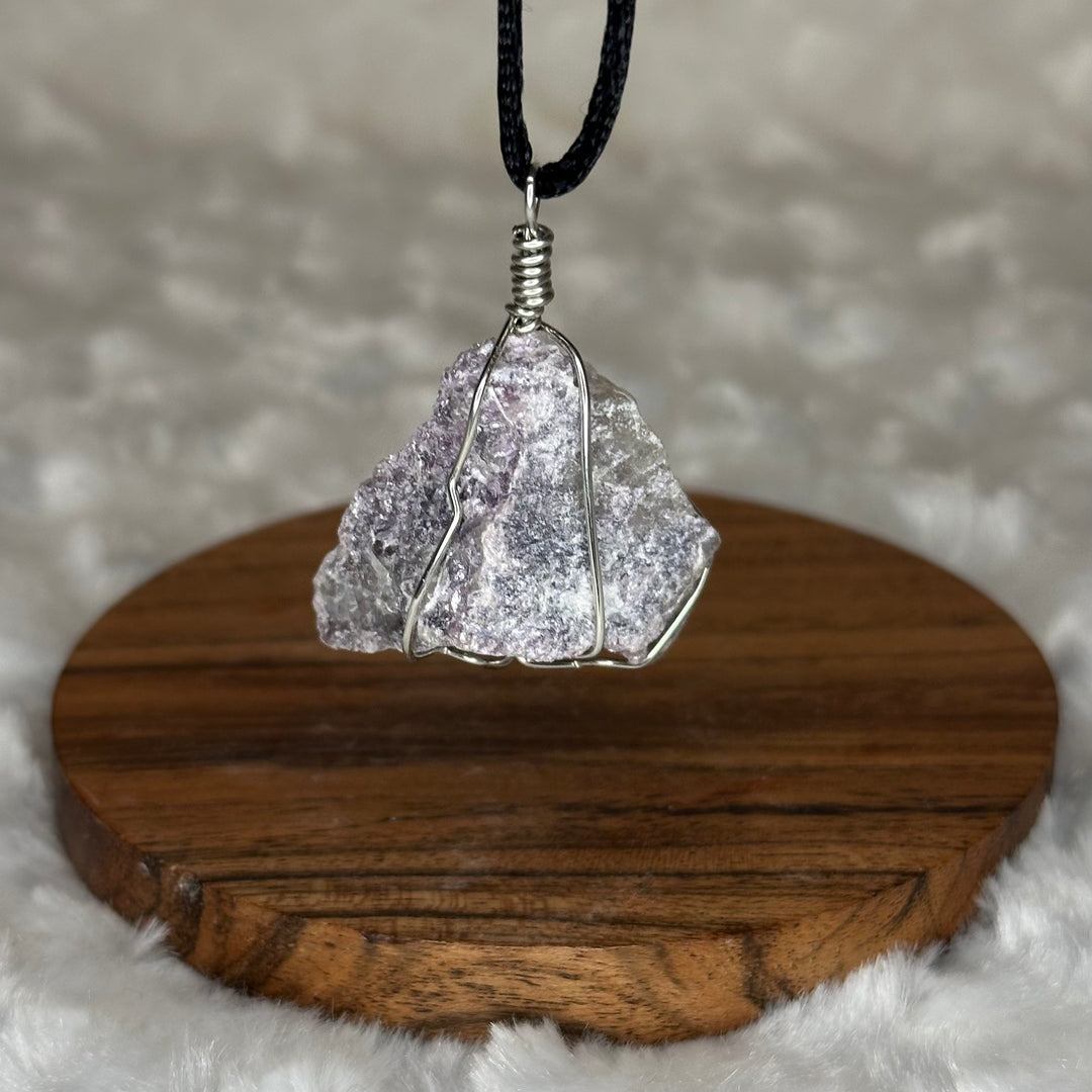 Lepidolite Wire Wrap (Silver)