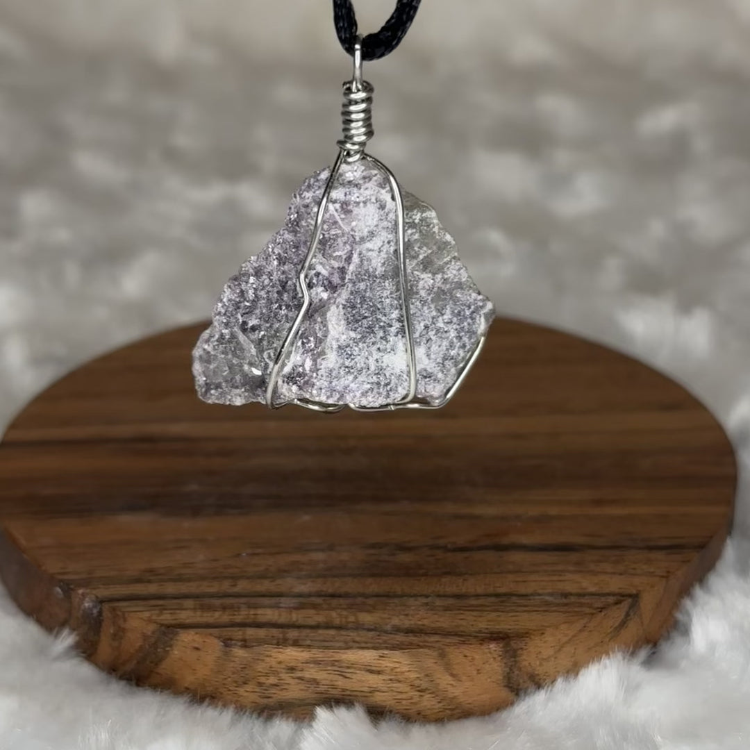 Lepidolite Wire Wrap (Silver)