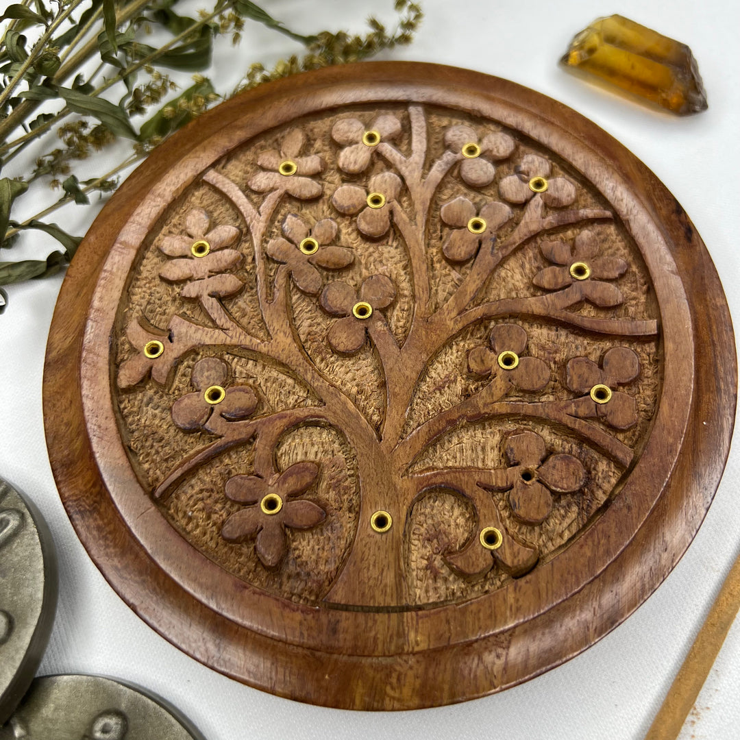 Tree of Life Round Incense Holder - Soulfulvibesco