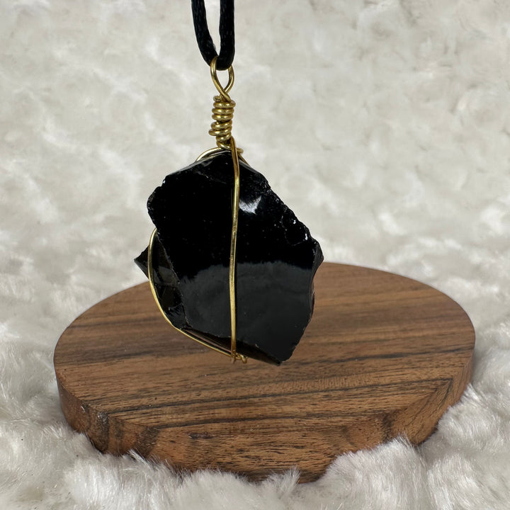 Black Obsidian Wire Wrap (Gold)