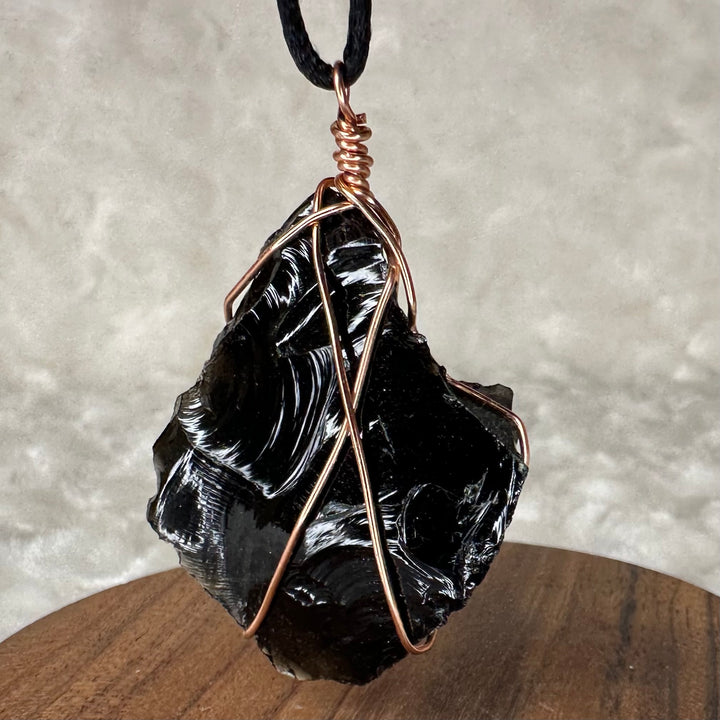 Black Obsidian Wire Wrap (Rose Gold)