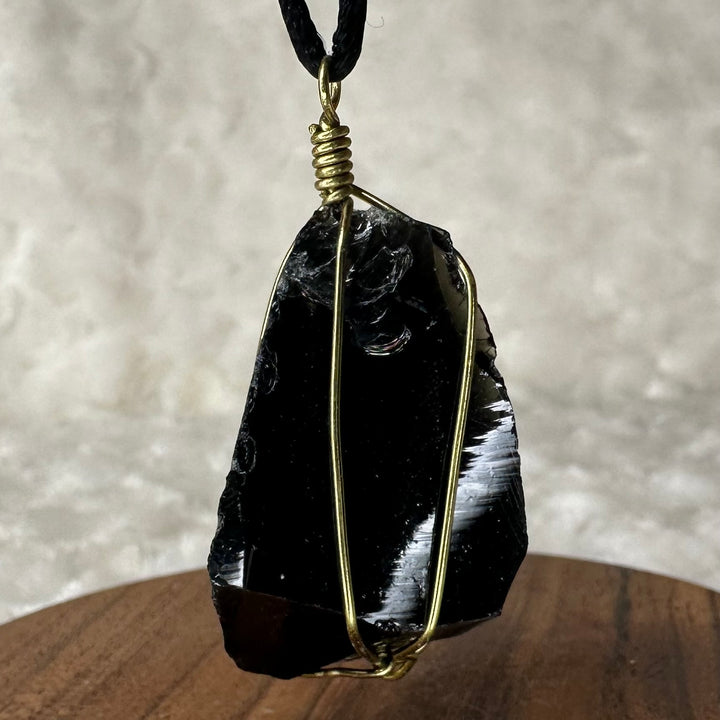 Black Obsidian Wire Wrap (Gold)