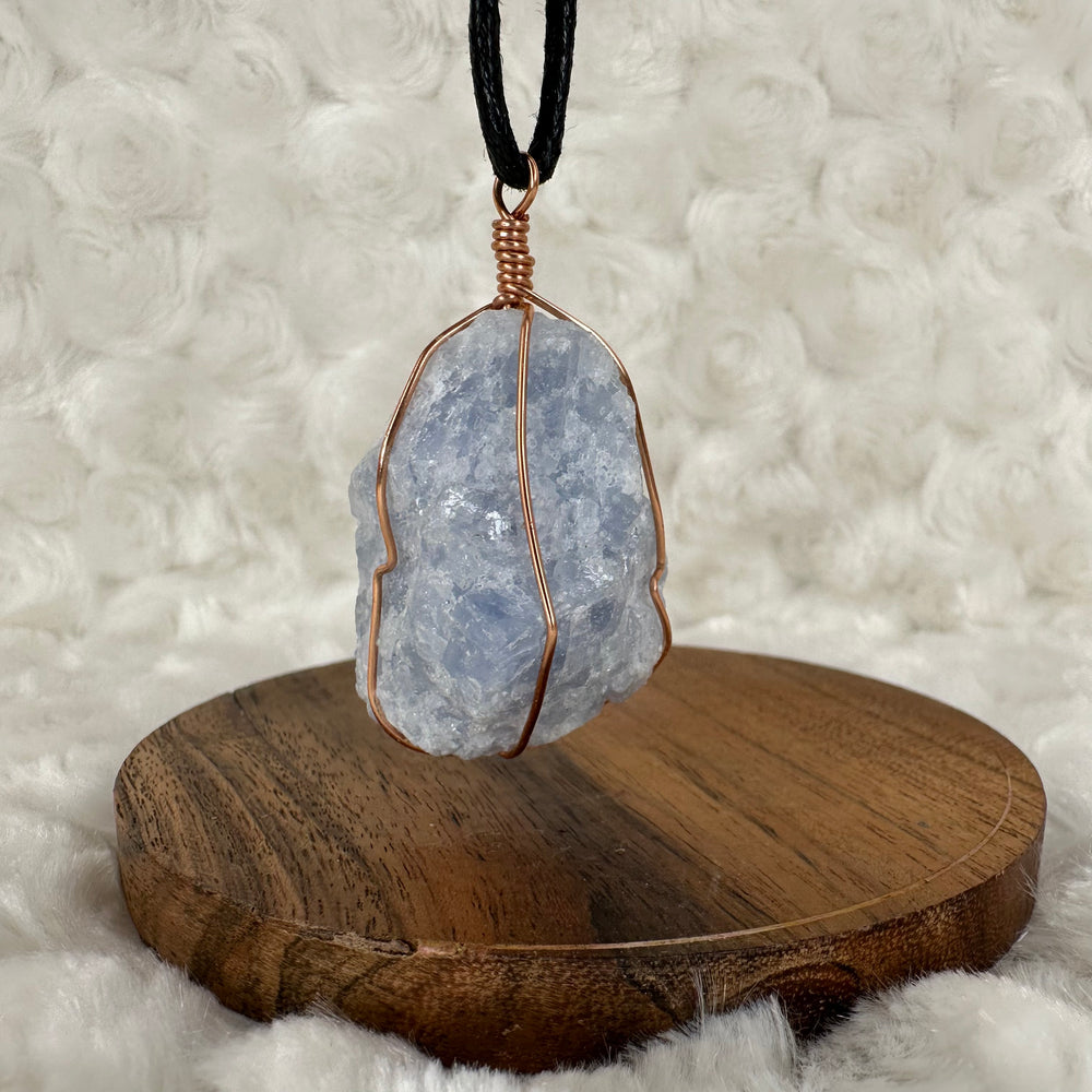 Blue Calcite Wire Wrap (Rose Gold) - Soulfulvibesco