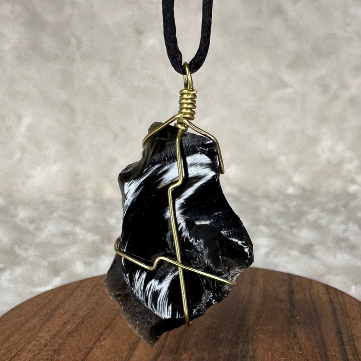 Black Obsidian Wire Wrap (Gold)