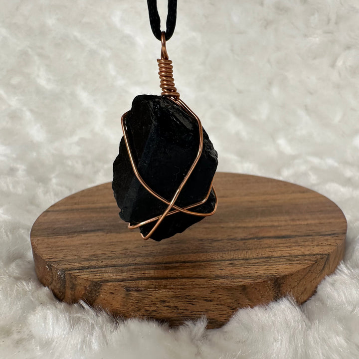 Black Tourmaline Wire Wrap (Rose Gold)
