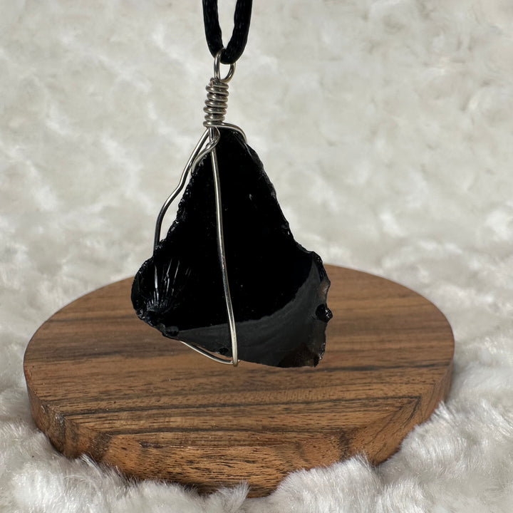 Black Obsidian Wire Wrap (Silver)