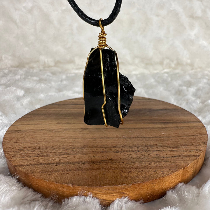 Black Obsidian Wire Wrap (Gold) - Soulfulvibesco