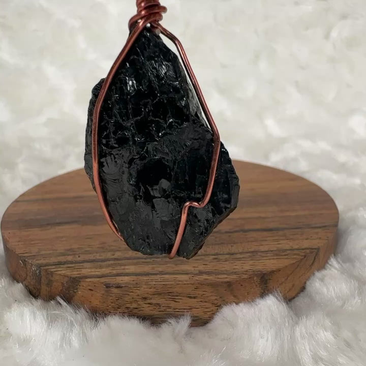 Black Tourmaline Wire Wrap (Rose Gold)