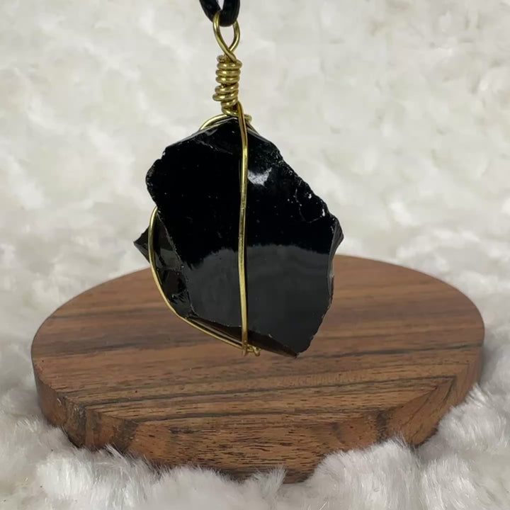 Black Obsidian Wire Wrap (Gold)