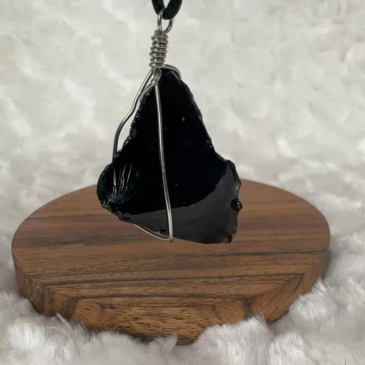 Black Obsidian Wire Wrap (Silver)