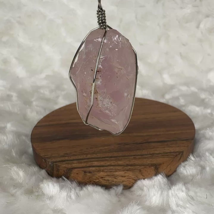Rose Quartz Wire Wrap (Silver)