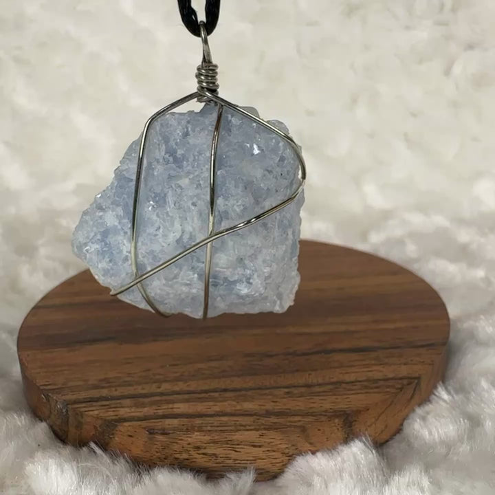 Blue Calcite Wire Wrap (Silver)