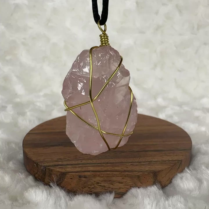 Rose Quartz Wire Wrap (Gold)