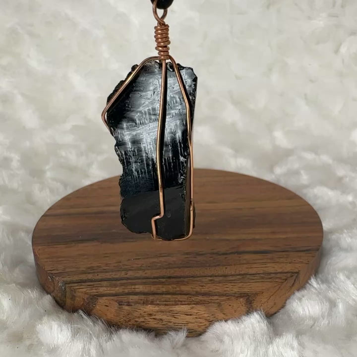 Black Obsidian Wire Wrap (Rose Gold)