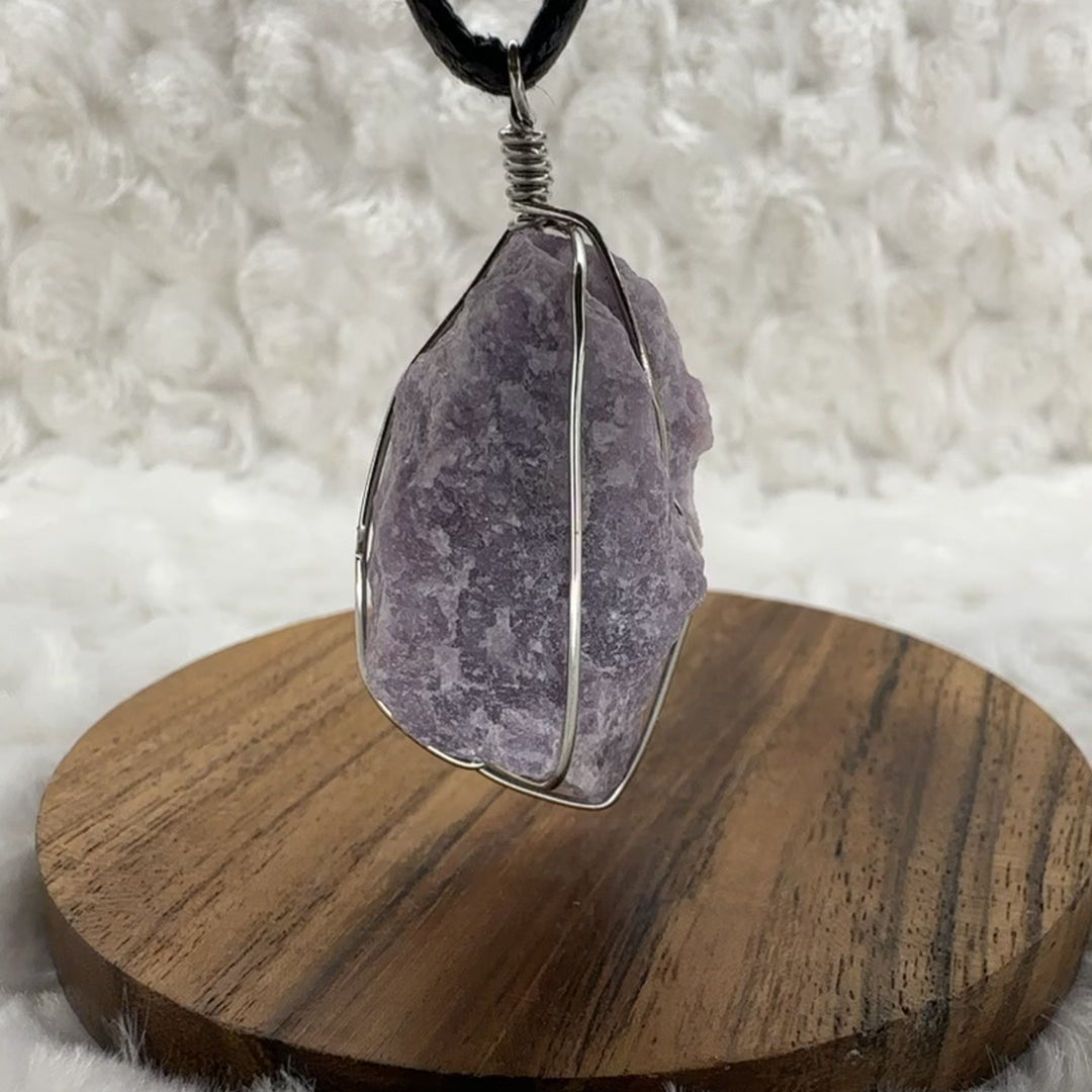 Lepidolite Wire Wrap (Silver)