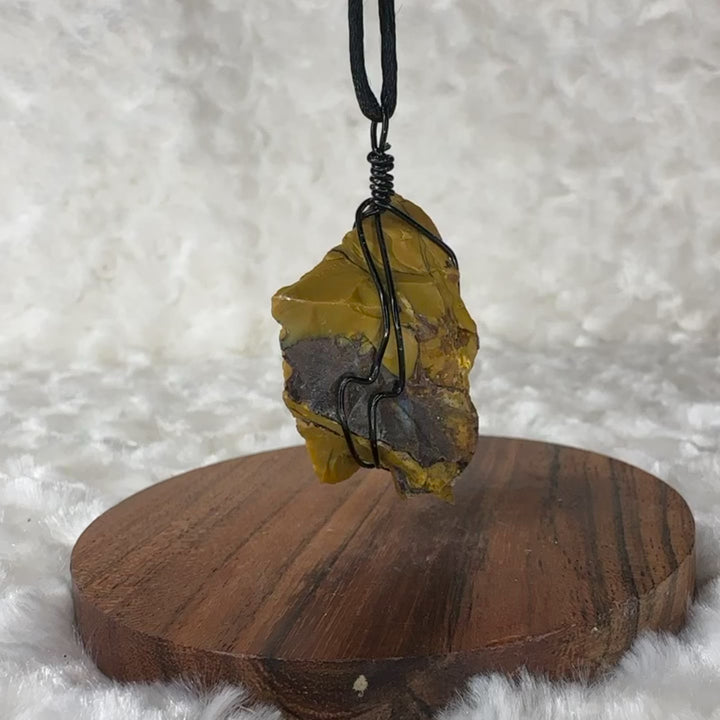 Yellow Jasper Wire Wrap (Black)