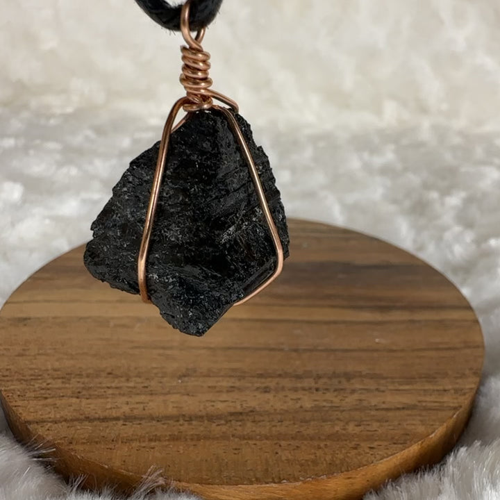 Black Tourmaline Wire Wrap (Rose Gold)