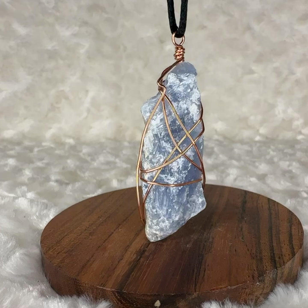 Blue Calcite Wire Wrap (Rose Gold)