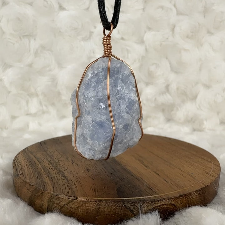 Blue Calcite Wire Wrap (Rose Gold)