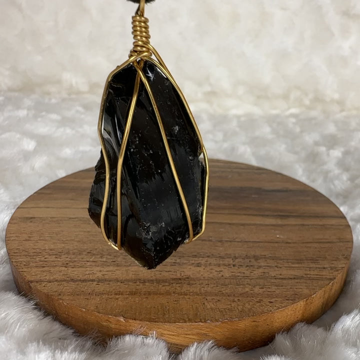 Black Obsidian Wire Wrap (Gold)