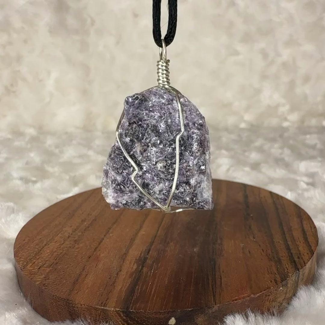 Lepidolite Wire Wrap (Silver)