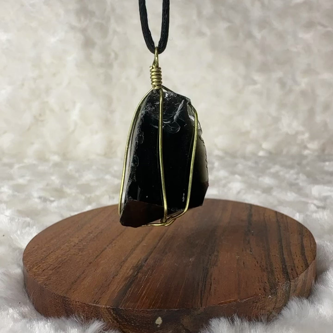 Black Obsidian Wire Wrap (Gold)