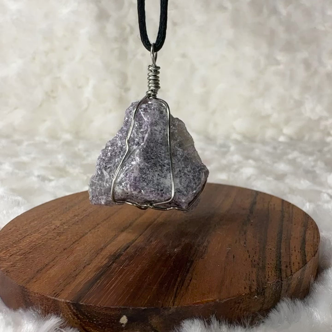 Lepidolite Wire Wrap (Silver)