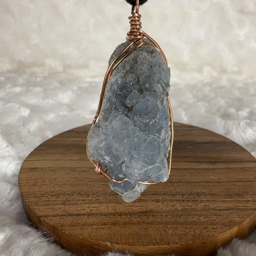 Celestite Wire Wrap (Rose Gold)