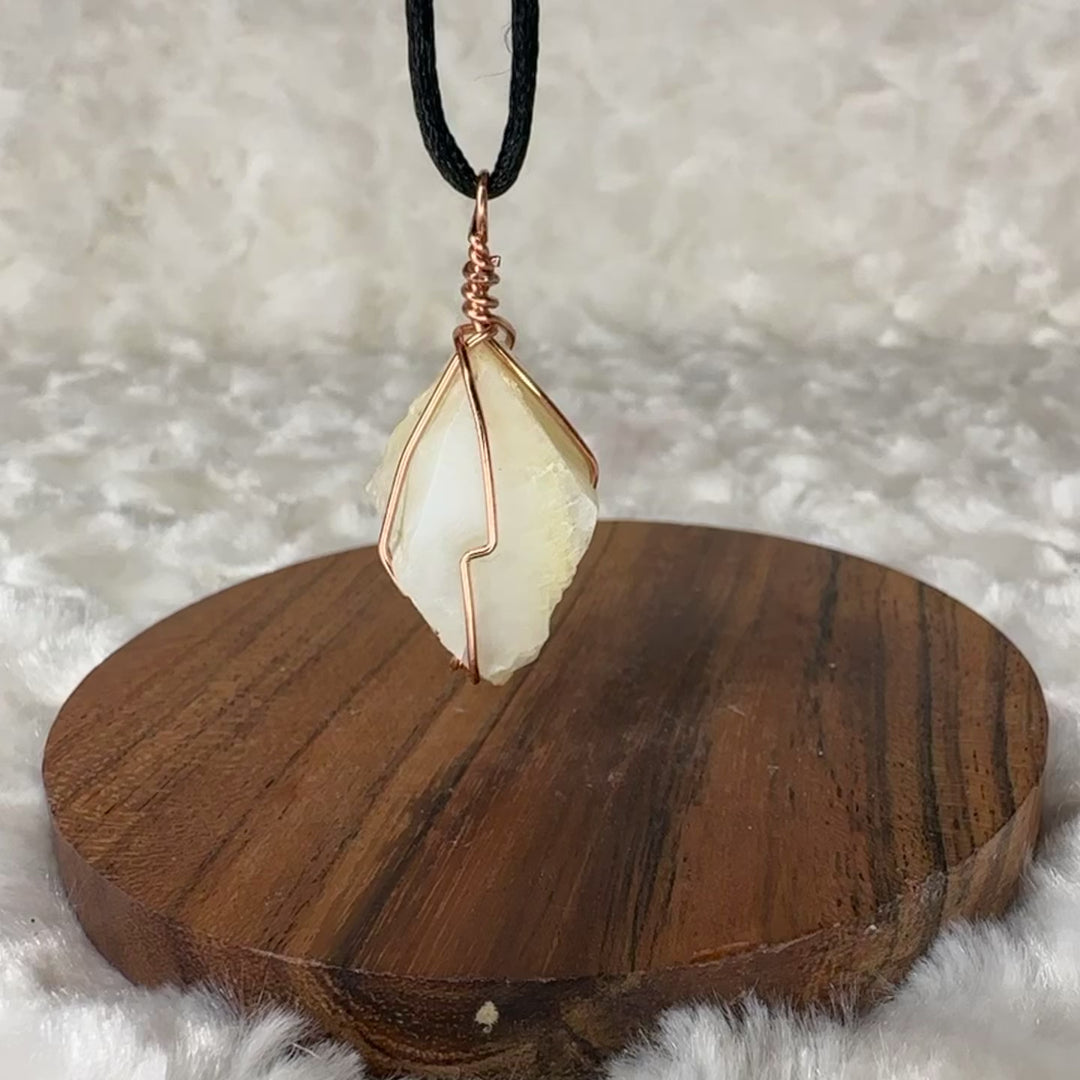 Moonstone Wire Wrap (Rose Gold)