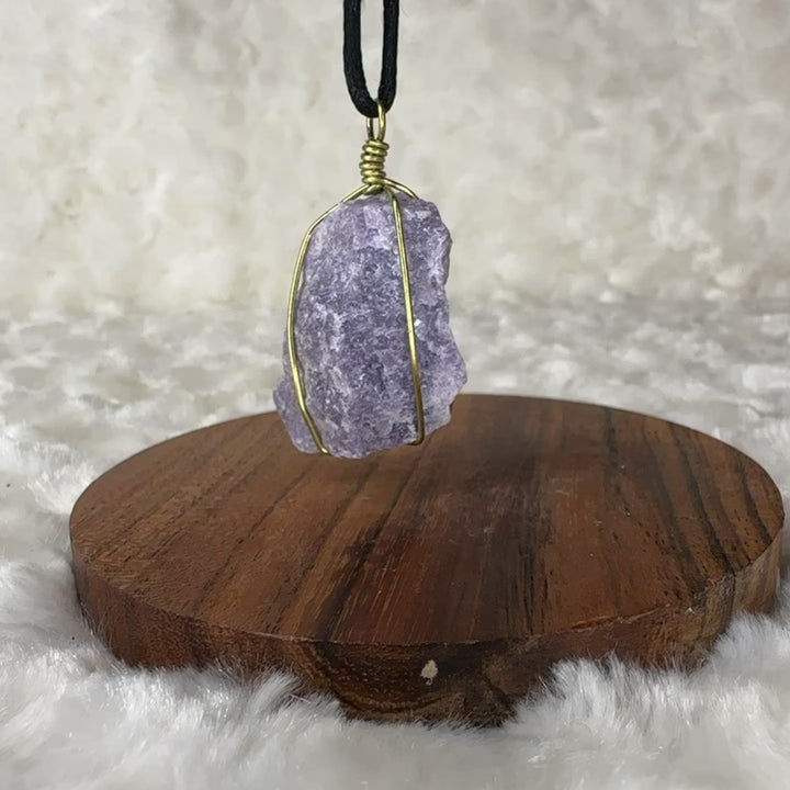 Lepidolite Wire Wrap (Gold)