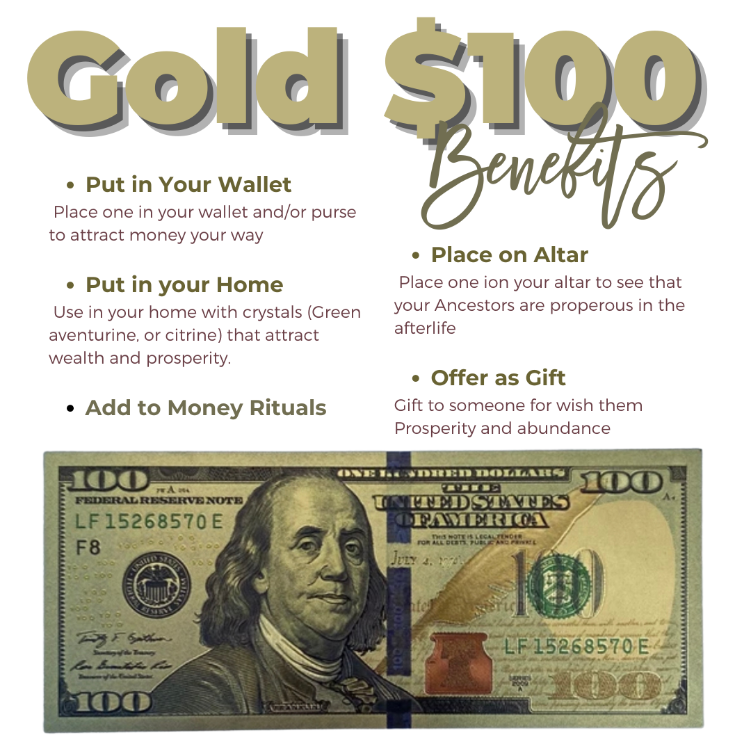 Gold $100 Bill - Soulfulvibesco