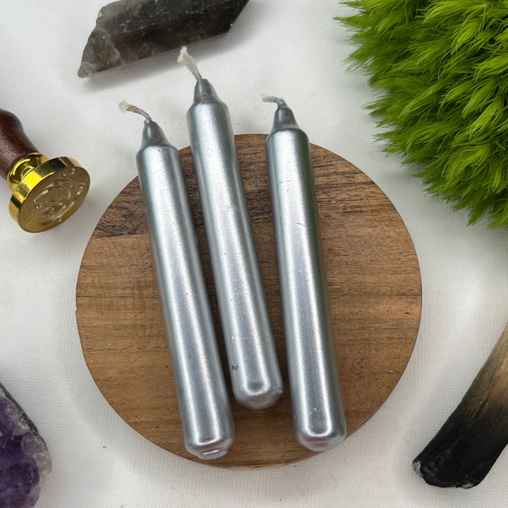 Silver Taper Candles - Soulfulvibesco