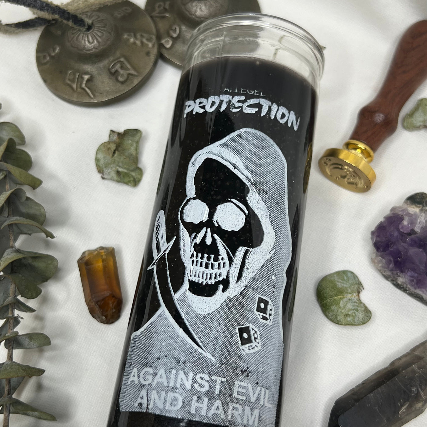 Protection Against Evil & Harm Glass Candle - Soulfulvibesco